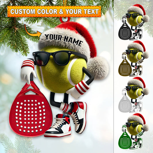 Maxcorners Custom Name Padel Ornament, Tennis Ornament, Christmas Gift for Tennis Lover 2D Flat LM2111