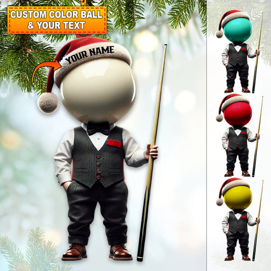 Maxcorners Custom Name Snooker Ornament, Billiard Ornament, Snooker Lover Christmas Gift 2D Flat LM2111
