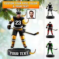 Maxcorners Custom Photo and Name Ice Hockey Ornament, Christmas Gift Decoration 2D Flat LM2111