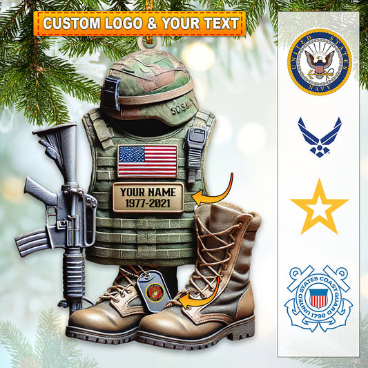 Maxcorners Custom Name U.S. Veteran Ornament Ornament, U.S. Veteran Memorial Christmas Gift 2D Flat LM2111