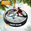 Maxcorners Custom Name Santa Hockey Ornament, Hockey Lover Christmas Gift 2D Flat LM2111