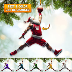 Maxcorners Custom Name and Number Santa Basketball Ornament, Basketball Christmas Gift 2D Flat LM2111