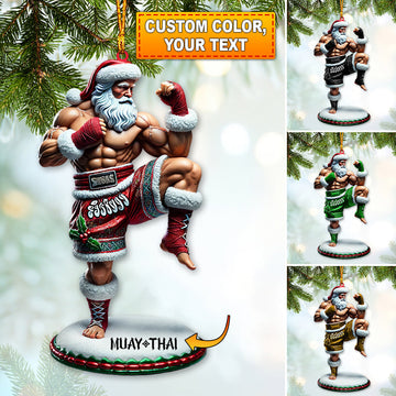 Maxcorners Custom Name Muay Thai Ornament, Muay Thai Santa Christmas Gift5 2D Flat LM2111