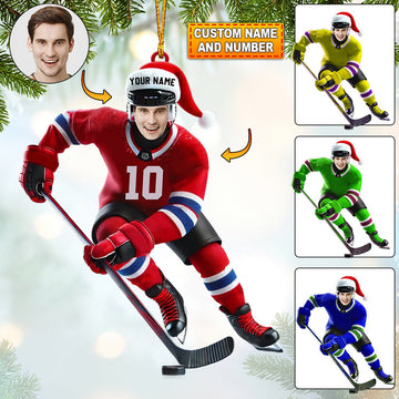 Maxcorners Hockey Christmas Home Decor Christmas Ornament, Personalized Ornament 2D Flat LM2211