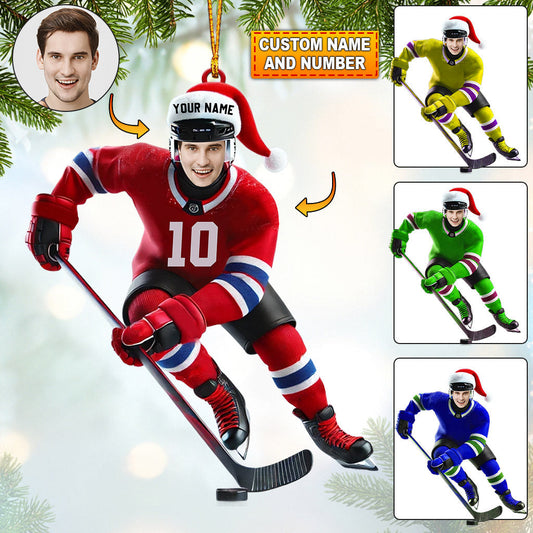 Maxcorners Hockey Christmas Home Decor Christmas Ornament, Personalized Ornament 2D Flat LM2211