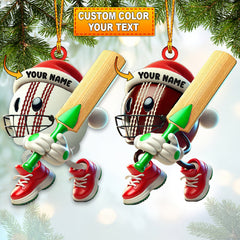 Maxcorners Christmas Cricket Ball Ornament, Personalized Ornament 2D Flat LM2211