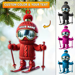 Maxcorners Custom Name Skiing Ornament, Santa Christmas Gift Decoration 2D Flat LM2111