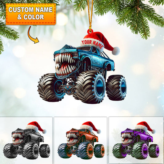 Maxcorners Monster Truck Home Decor Christmas Ornament, Personalized Ornament 2D Flat LM2211
