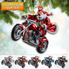 Maxcorners Custom Name Motorbike Santa Ornament, Motorbike Lover Christmas Gift 2D Flat LM2211
