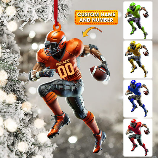 Maxcorners Custom Ornament, Rugby Player Ornament, Christmas Decor 2D Flat LM2211