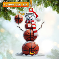 Maxcorners Basketball Snowman Christmas Ornament, Personalized Ornament 2D Flat LM2211