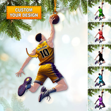 Maxcorners Custom Name and Number Basketball Ornament, Basketball Christmas Gift 2D Flat LM2111