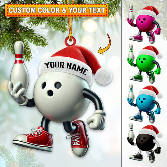 Maxcorners Custom Name Bowling Ornament, Christmas Gift for Bowling Lover15 2D Flat LM2111