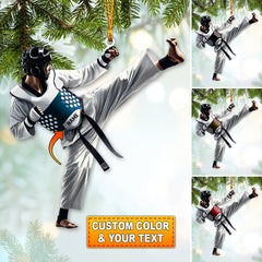 Maxcorners Custom Name Taekwondo Ornament, Taekwondo Christmas Gift 2D Flat LM2111