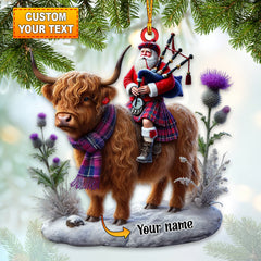 Maxcorners Funny Highland Cow Christmas Ornament, Personalized Ornament 2D Flat LM2211