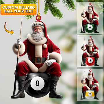 Maxcorners Billiard Santa Christmas Ornament, Personalized Ornament4 2D Flat LM2211