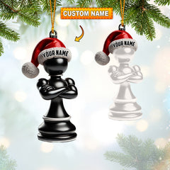 Maxcorners Black And White Chess Christmas Ornament, Personalized Ornament 2D Flat LM2211