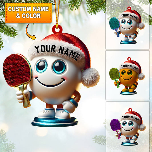 Maxcorners Table Tennis Racket And Ball Home Decor Christmas Ornament, Personalized Ornament 2D Flat LM2211