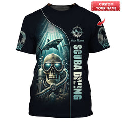 Maxcorners Diving Custom Name 3D Shirt Scuba Diving Skeleton Personalized Gift For Diver Lovers LM2111