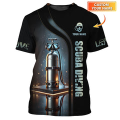 Maxcorners 3D Full Print Scuba Mark With Dive Tank T-Shirts Personalized Name Gift For Diver Lovers LM2111