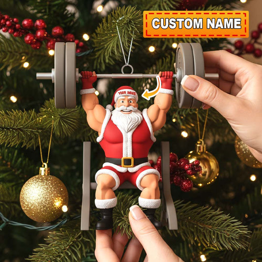 Maxcorners Christmas Weightlifting Santa, Home Decor, Christmas Ornament, Personalized Ornaments 2D Flat LM2111