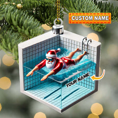 Maxcorners Swimming Santa Christmas Ornament, Personalized Ornament 2D Flat LM2211