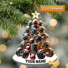 Maxcorners Custom Name Gym Work Out Ornament, Gymnastics Christmas Gift 2D Flat LM2211
