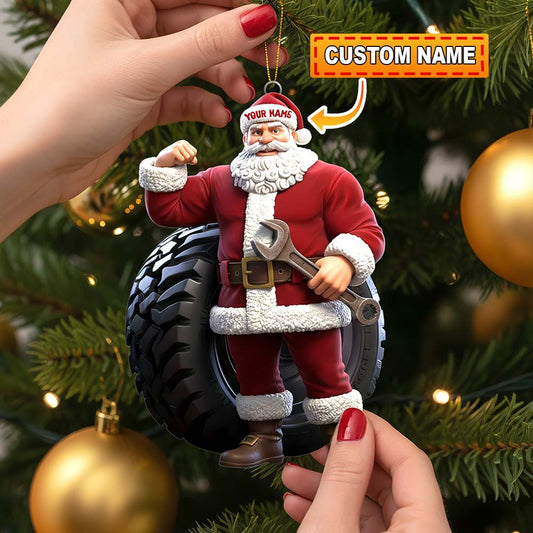 Maxcorners Christmas Santa Mechanic, Home Decor, Christmas Ornament, Personalized Ornament 2D Flat LM2111