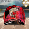 Maxcorners Fishing Red Smoke Scale Graphic Personalized Name 3D Cap (12 Fish Species)