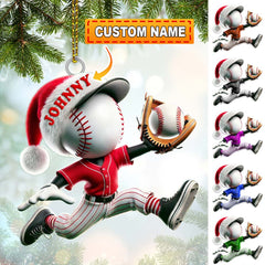 Maxcorners Custom Name Baseball Ornament, Christmas Gift for Baseball Lover52 2D Flat LM2111