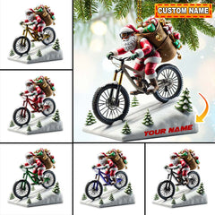 Maxcorners Santa Bike Ornament, Personalized Ornament 2D Flat LM2211