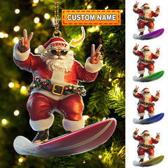 Maxcorners Custom Name Santa Surfing Ornament, Santa Christmas Gift5 2D Flat LM2111