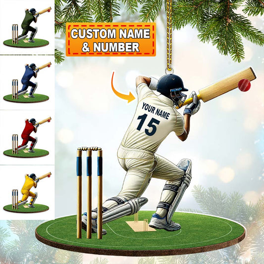 Maxcorners Custom Name Cricket Ball Ornament, Cricket Ball Lover Christmas Gifts 2D Flat LM2211