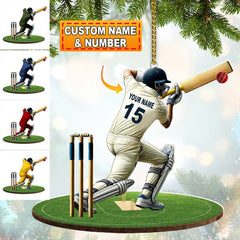 Maxcorners Custom Name Cricket Ball Ornament, Cricket Ball Lover Christmas Gifts 2D Flat LM2211