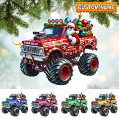Maxcorners Custom Name Santa Truck Ornament, Santa Christmas Gift Decoration3 2D Flat LM2111