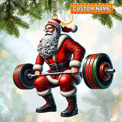 Maxcorners Custom Name Gym Work Out Santa Ornament, Gymnastics Christmas Gift8 2D Flat LM2211