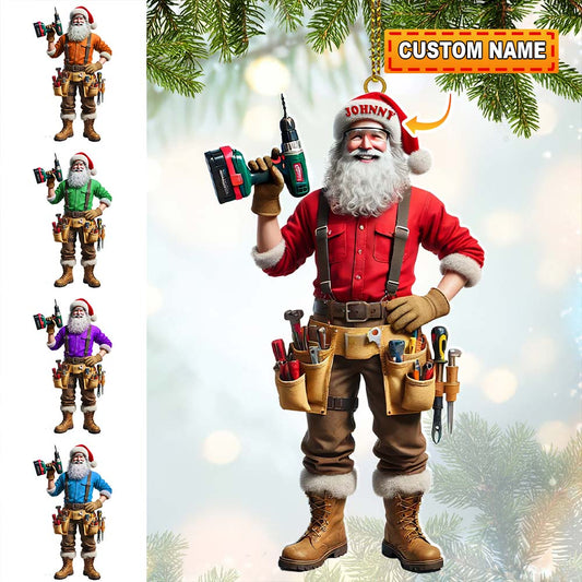 Maxcorners Custom Name Handyman Santa Ornament, Handyman Christmas Gift 2D Flat LM2111
