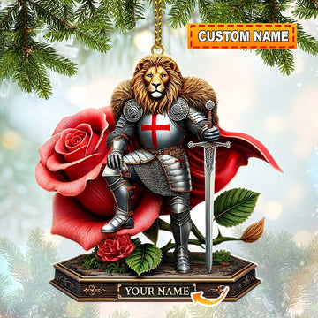 Maxcorners Custom Name England Warrior Ornament, England Lover Christmas Gift 2D Flat LM2111