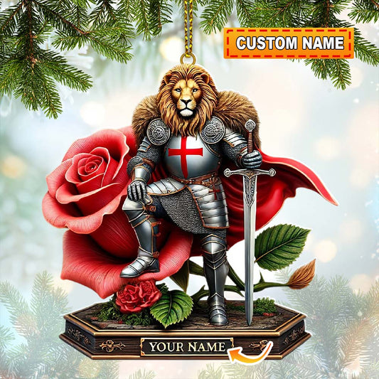 Maxcorners Custom Name England Warrior Ornament, England Lover Christmas Gift 2D Flat LM2111