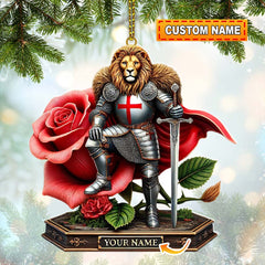 Maxcorners Custom Name England Warrior Ornament, England Lover Christmas Gift 2D Flat LM2111