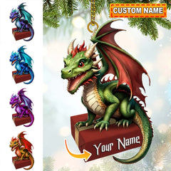 Maxcorners Custom Name Dragon Ornament, Christmas Gift for Dragon Lover 2D Flat LM2211