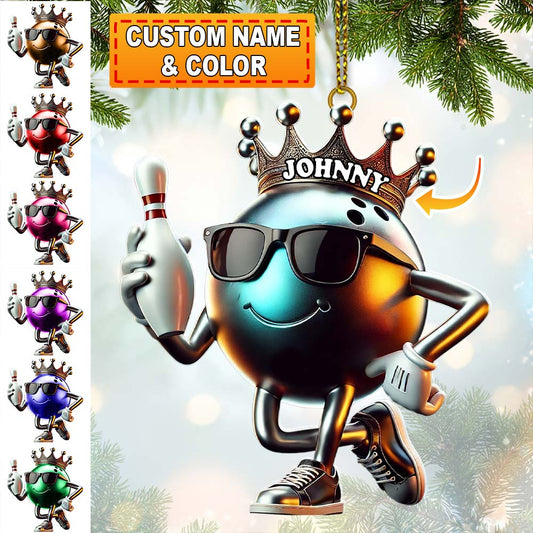 Maxcorners Custom Name Bowling Christmas Ornament, Bowling Lover Christmas Gift4 2D Flat LM2111