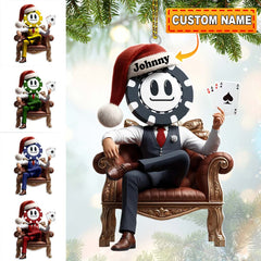 Maxcorners Custom Name Poker Ornament, Christmas Gift Decoration 2D Flat LM2111