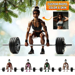 Maxcorners Custom Name Woman Gym Work Out Santa Ornament, Gymnastics Christmas Gift89 2D Flat LM2111