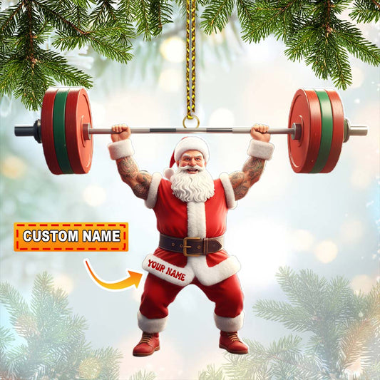 Maxcorners Weightlifting Santa Christmas, Home Decor, Christmas Ornament, Personalized Ornament 2D Flat LM2111