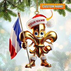 Maxcorners Custom Name France Ornament, France Lover Christmas Gift 2D Flat LM2111
