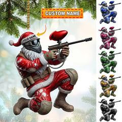 Maxcorners Custom Name Paintball Shooting Santa Ornament, Paintball Shooting Christmas Gift 2D Flat LM2111
