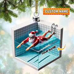 Maxcorners Swimming Santa Christmas Ornament, Personalized Ornament 2D Flat LM2211