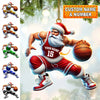 Maxcorners Custom Name Basketball Santa Ornament, Basketball Lover Christmas Gift 2D Flat LM2211