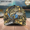 Maxcorners Fishing Camo Skeleton Water Splash Personalized Name 3D Cap (12 Fish Species)